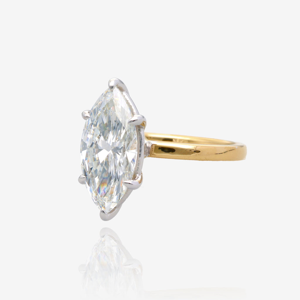3ct Lab Grown Marquise Diamond Solitaire 14K Yellow Gold