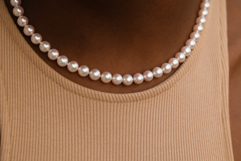 Creamy Rosé Akoya 7mm Pearl Strand