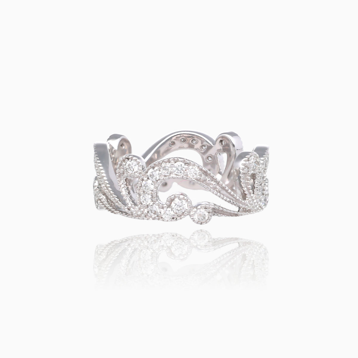 .75ct Paisley Eternity Diamond White Gold Band Size 7