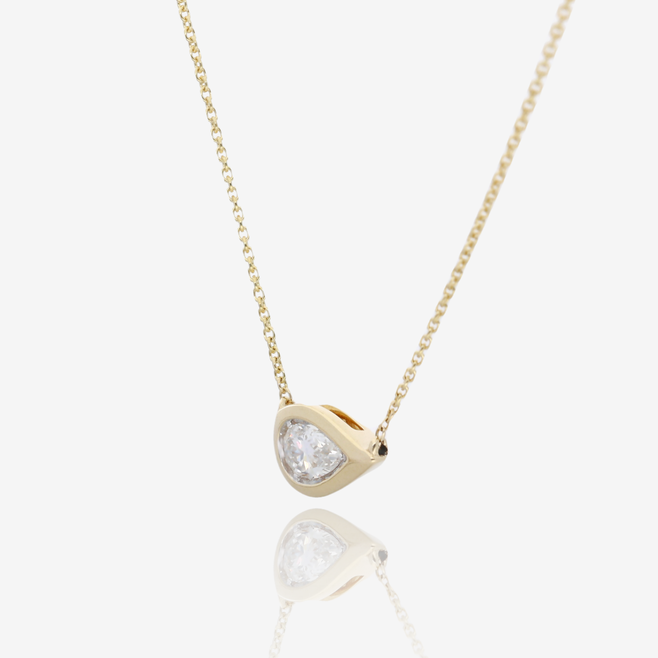 Sideways Pear Shape Natural Diamond Necklace in 14K Yellow Gold
