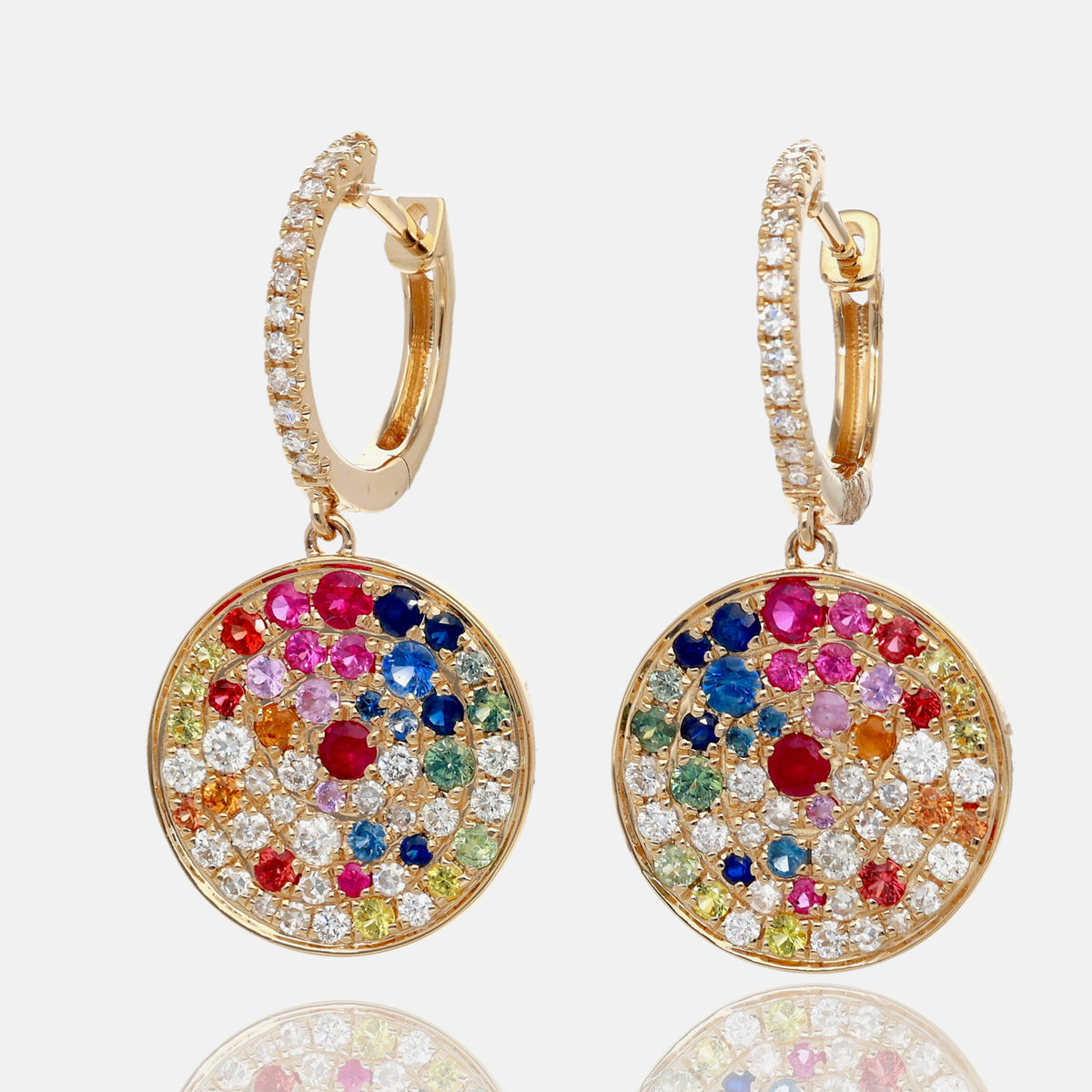 Colorburst Diamond Disc Dangle Earrings