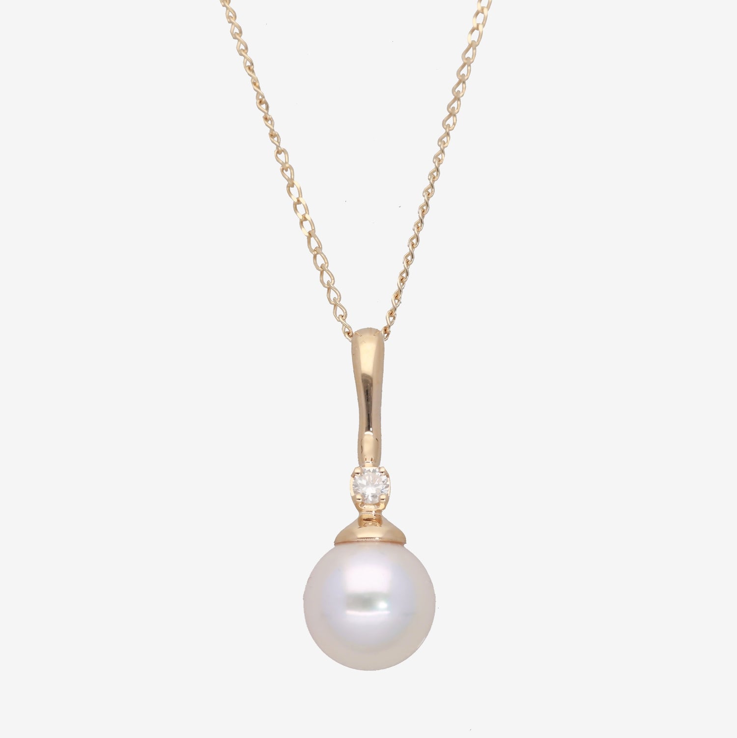 Celestial Shine: Akoya Pearl & Diamond Accent Necklace