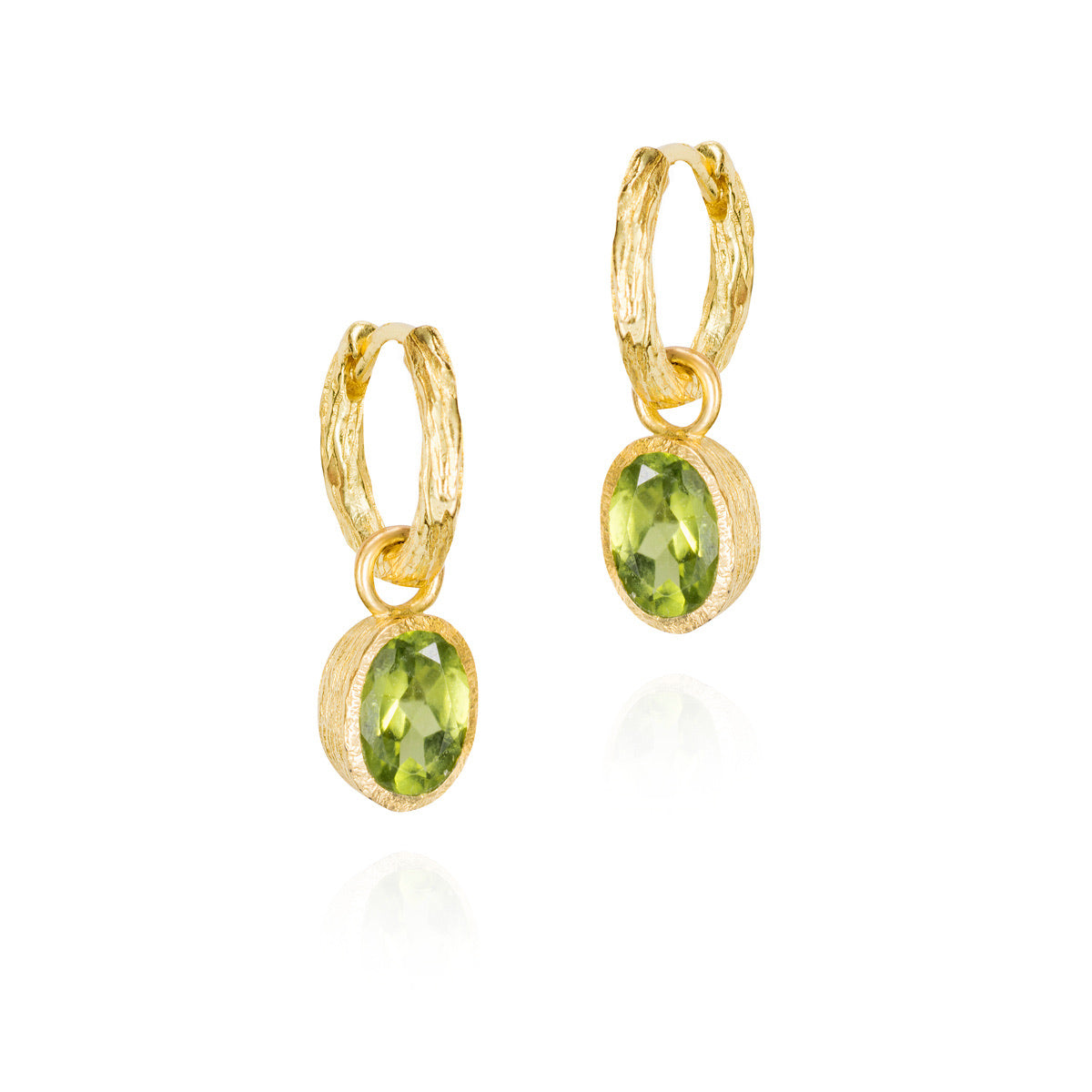 Zen Organic Natural Oval Birthstone Hoop Earrings