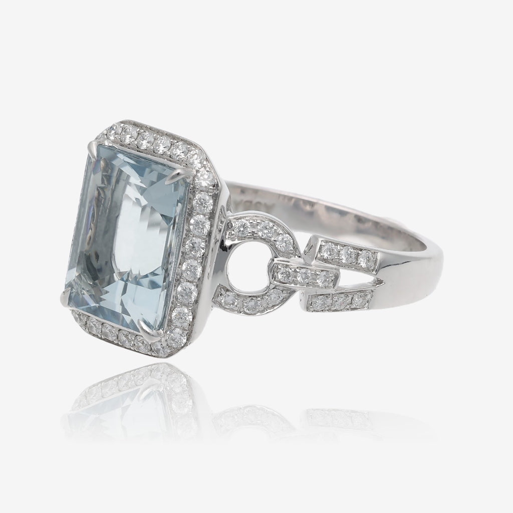 Pristine Aquamarine Diamond Accented White Gold Ring