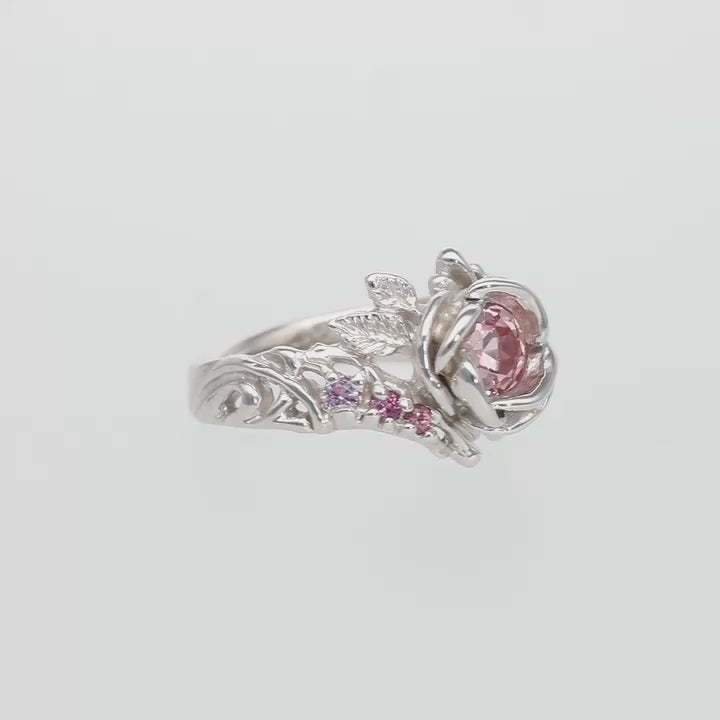 Summer Rose Pink Sapphire Silver Ring