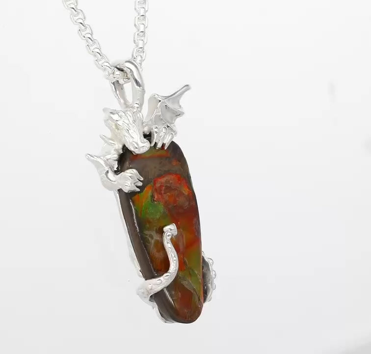 Ancient Treasure Ammolite Dragon Amulet