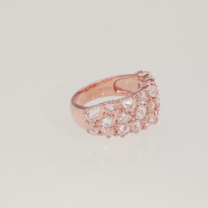 Triple Row Rose Cut Natural Diamond Ring