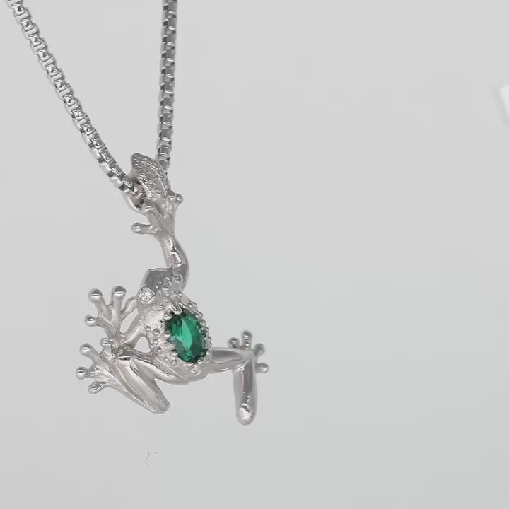 Hop on Over Frog Pendant with Emerald