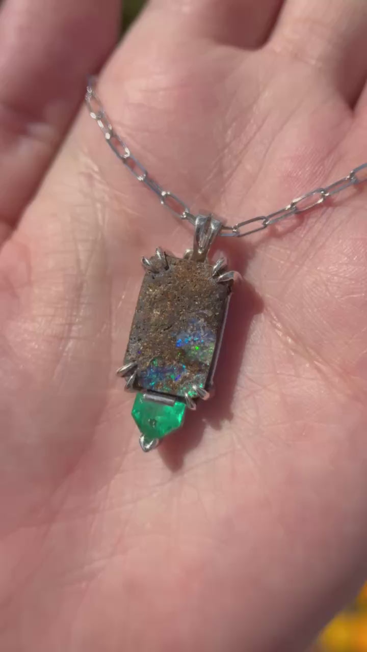 Deep in the Woods Opal Emerald Necklace