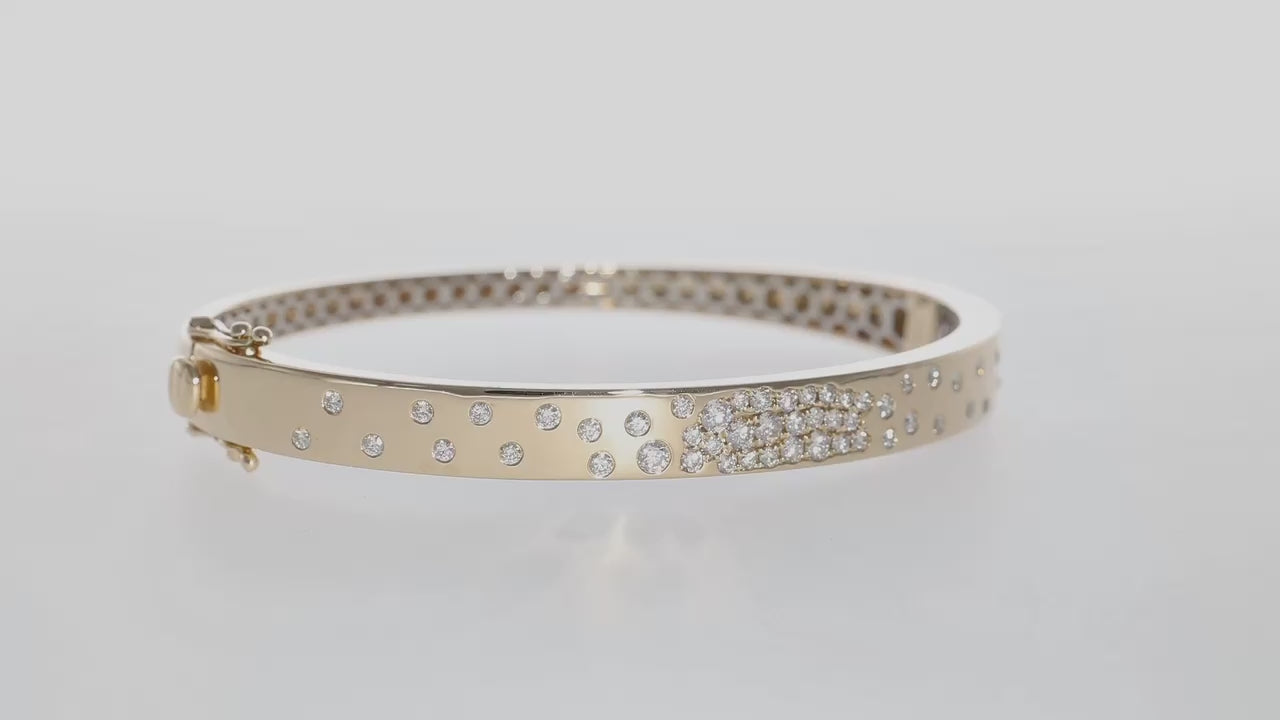 Starry Nights Pavé Diamond Hinged Gold Bangle Bracelet