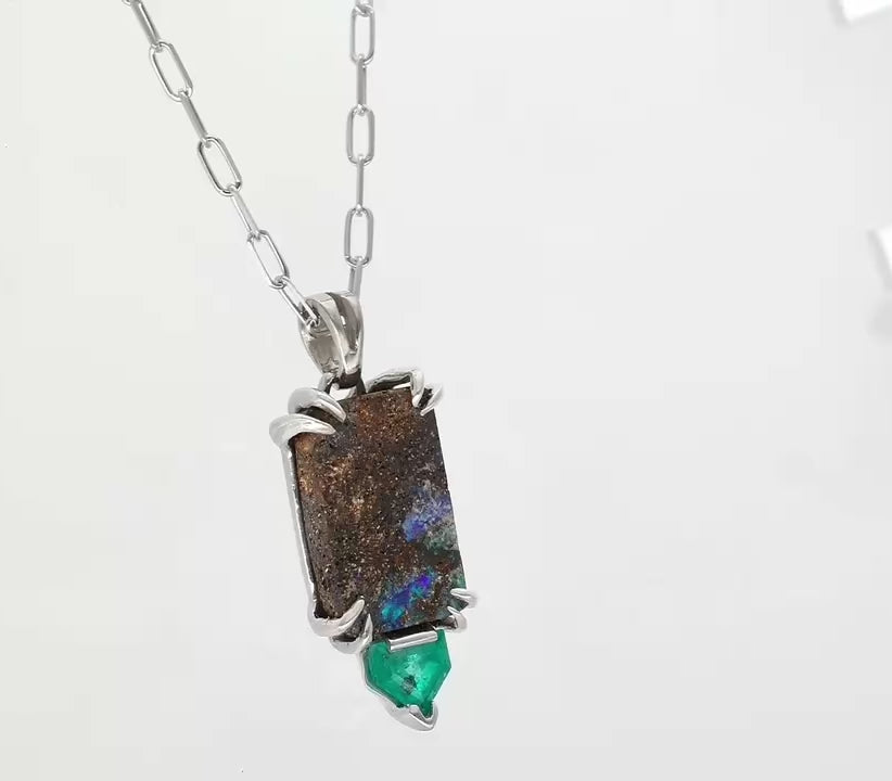 Deep in the Woods Opal Emerald Necklace