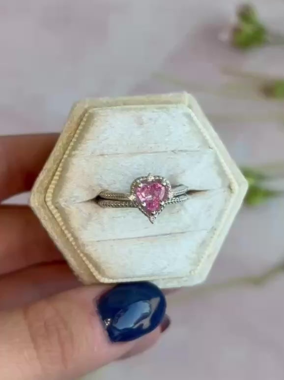 Sleeping Beauty Pink Sapphire Wedding Set 14k White Gold