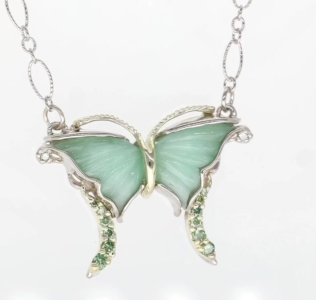 Swallowtail Butterfly Necklace with Green and Gold
