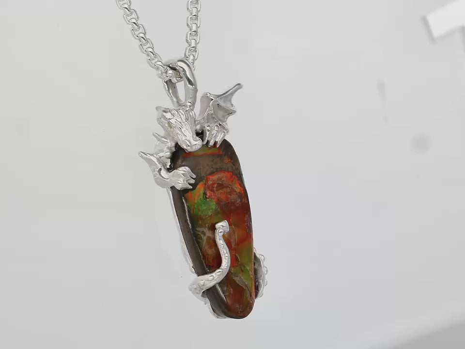 Ancient Treasure Ammolite Dragon Amulet