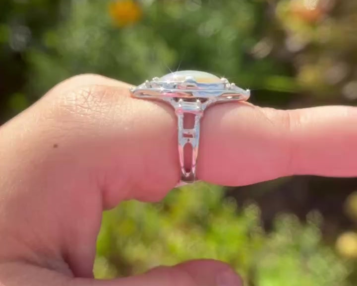 Jolie Opal and Diamond Ring White Gold
