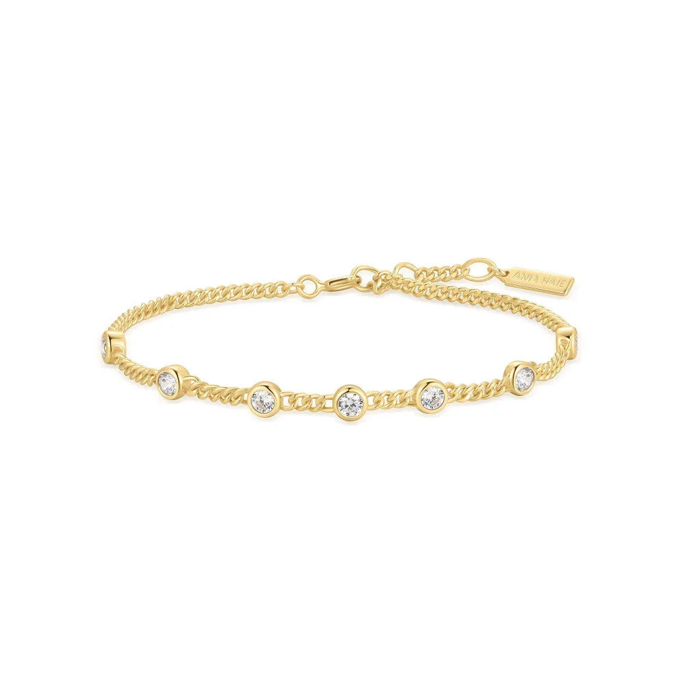 Gold Multi Station Round Stone Chain