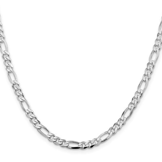 20" Sterling Silver Rhodium-plated 4.5mm Figaro Chain