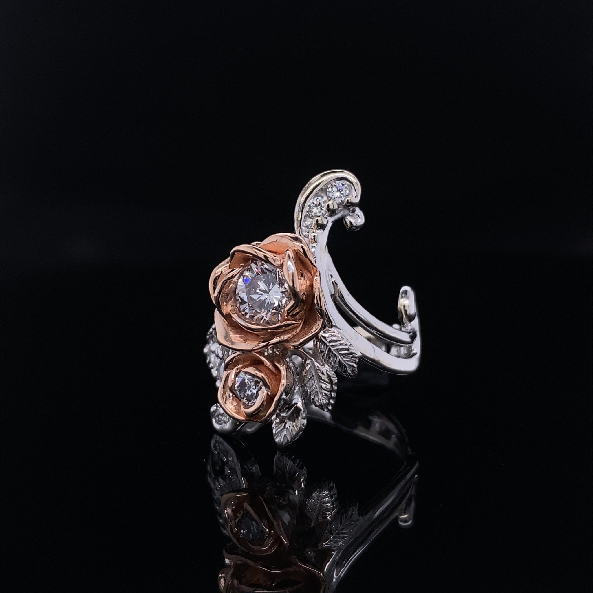 1.11TW, .75ctr Lillian Diamond Ring, Rose and White Gold