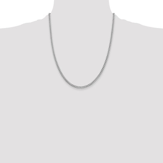 22" Sterling Silver Rhodium-plated Polished 3.15mm Curb Chain
