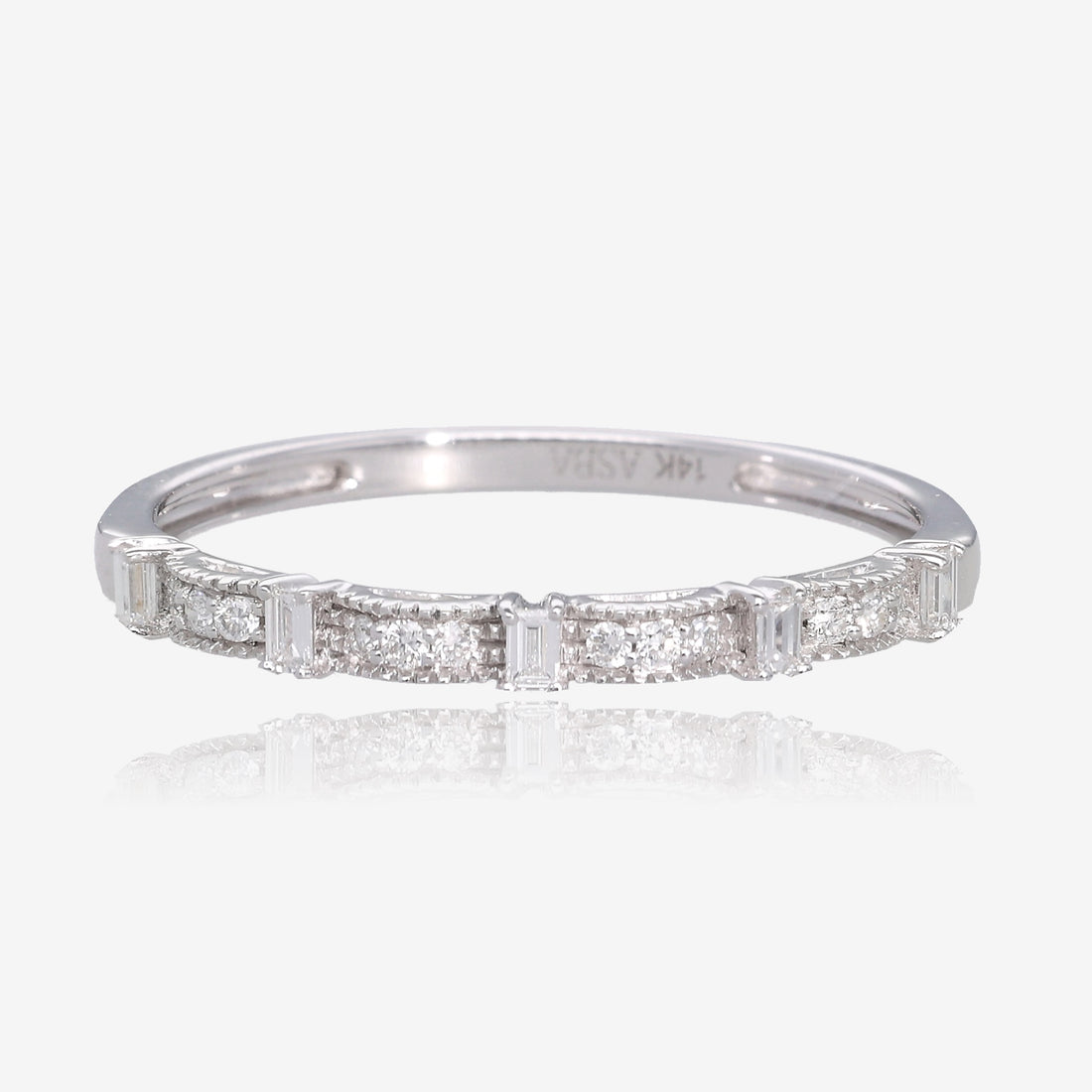 14K White Gold Diamond Shapes Accent Stacking Ring