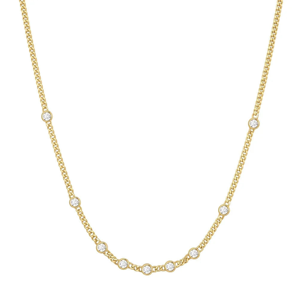 Gold Multi Station Round Stone Chain