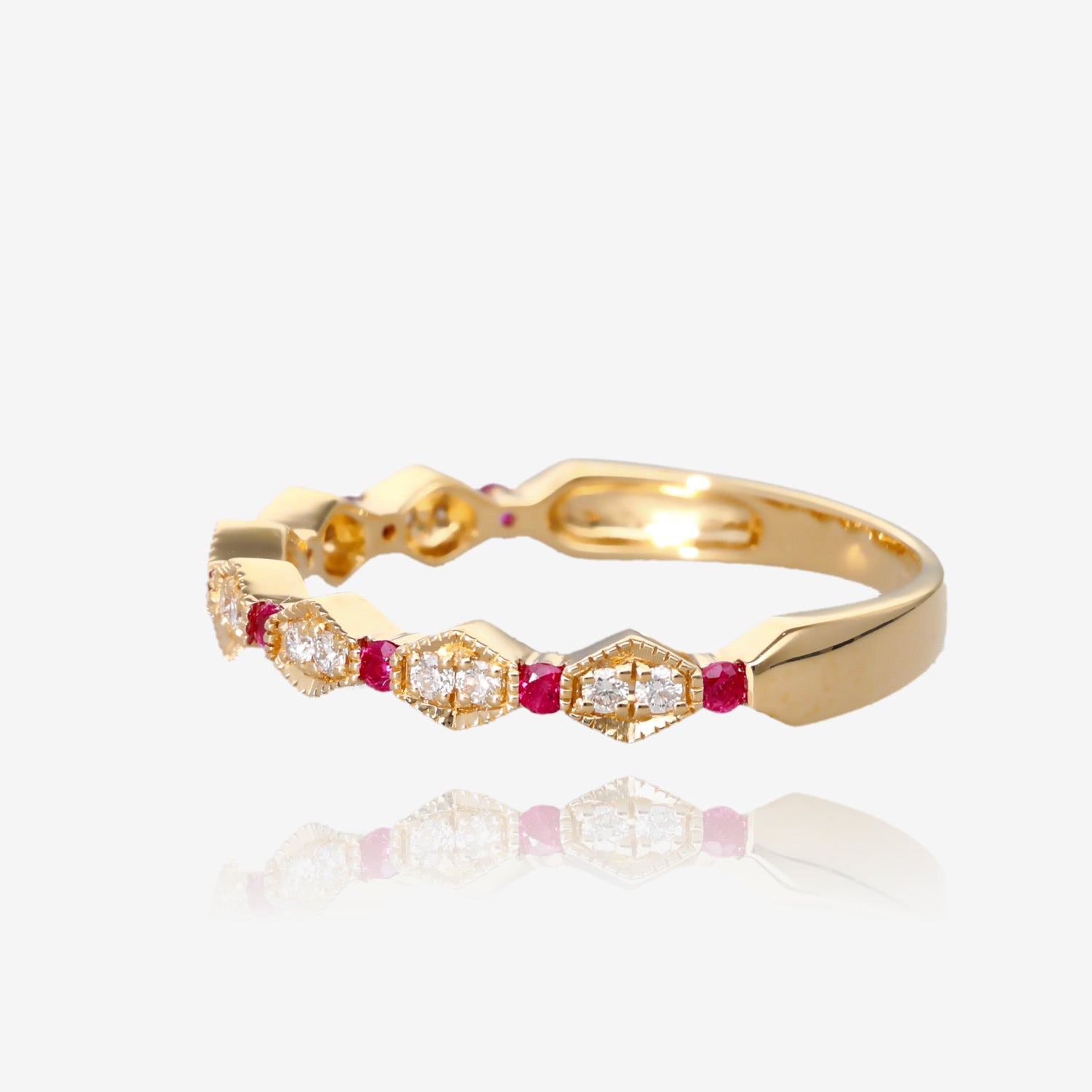Yellow Gold Ruby and Diamond Accent Ring