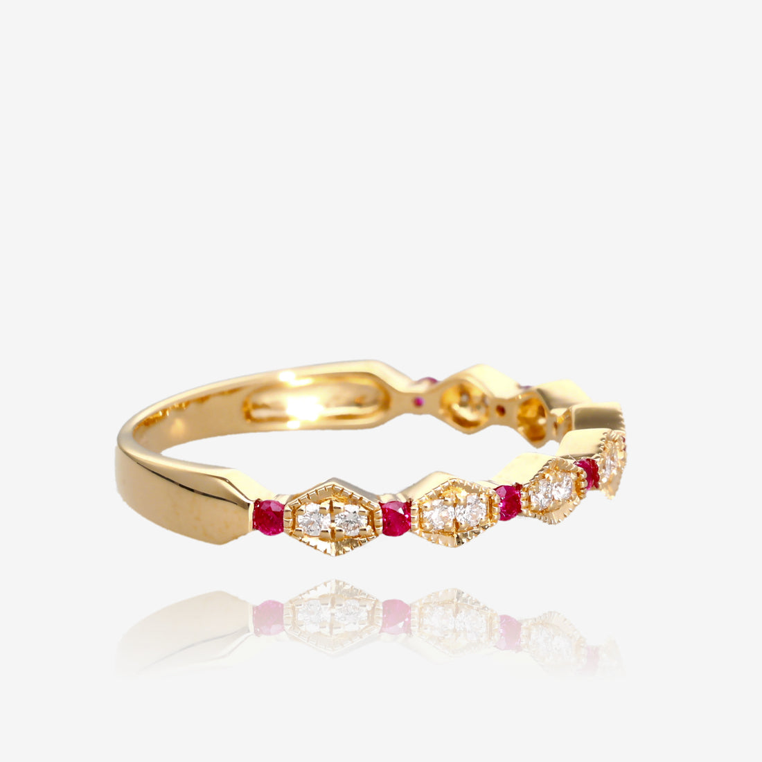 Yellow Gold Ruby and Diamond Accent Ring