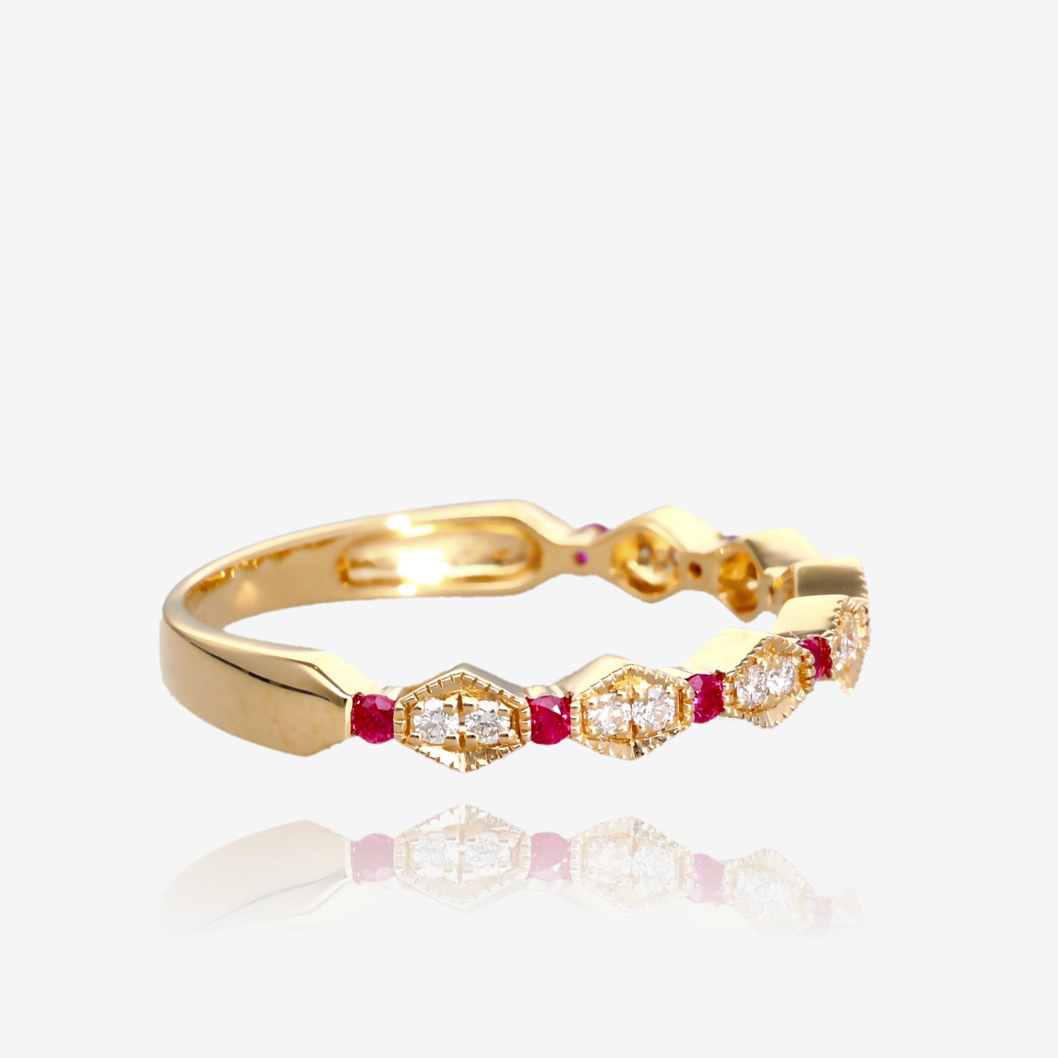 Yellow Gold Ruby and Diamond Accent Ring