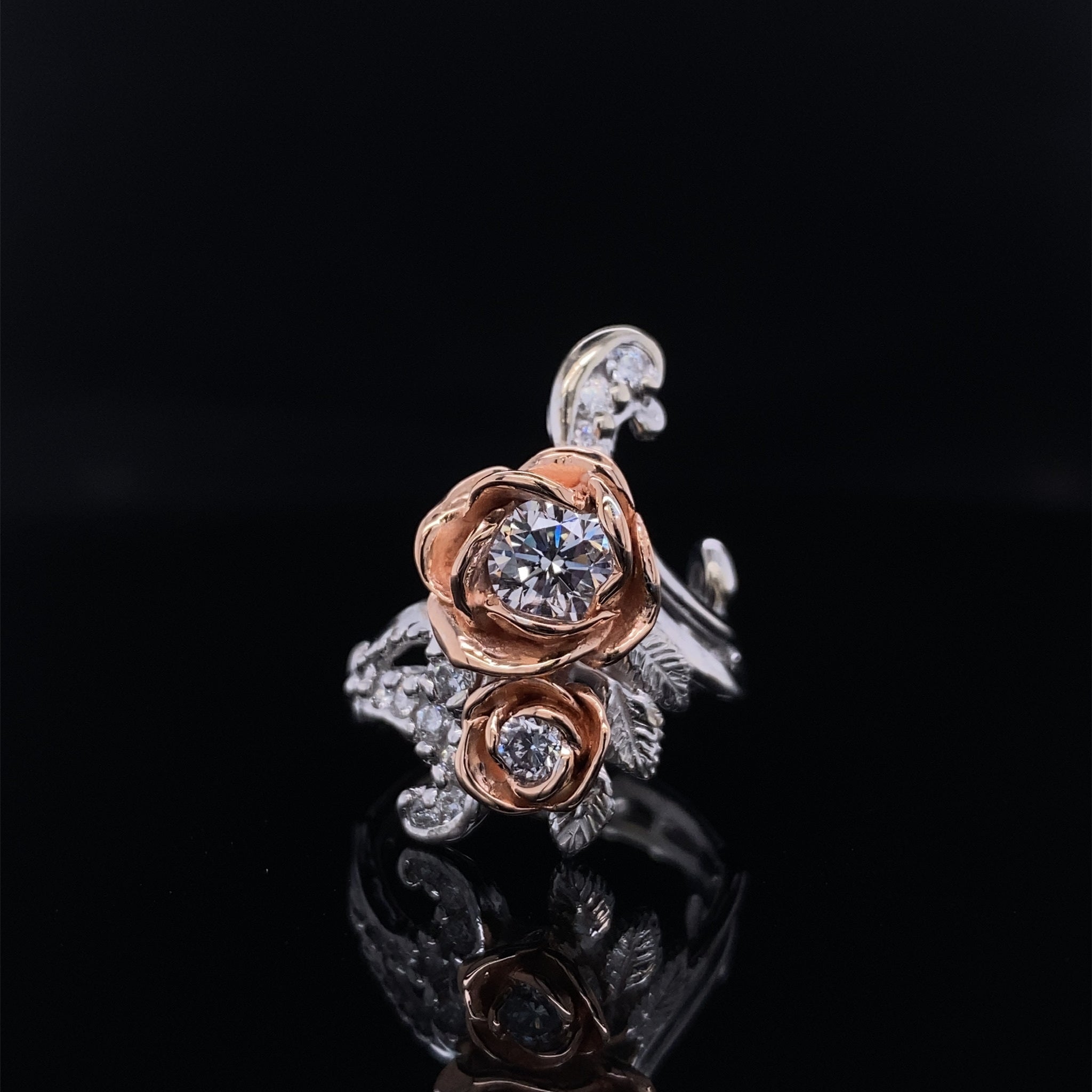 1.11TW, .75ctr Lillian Diamond Ring, Rose and White Gold