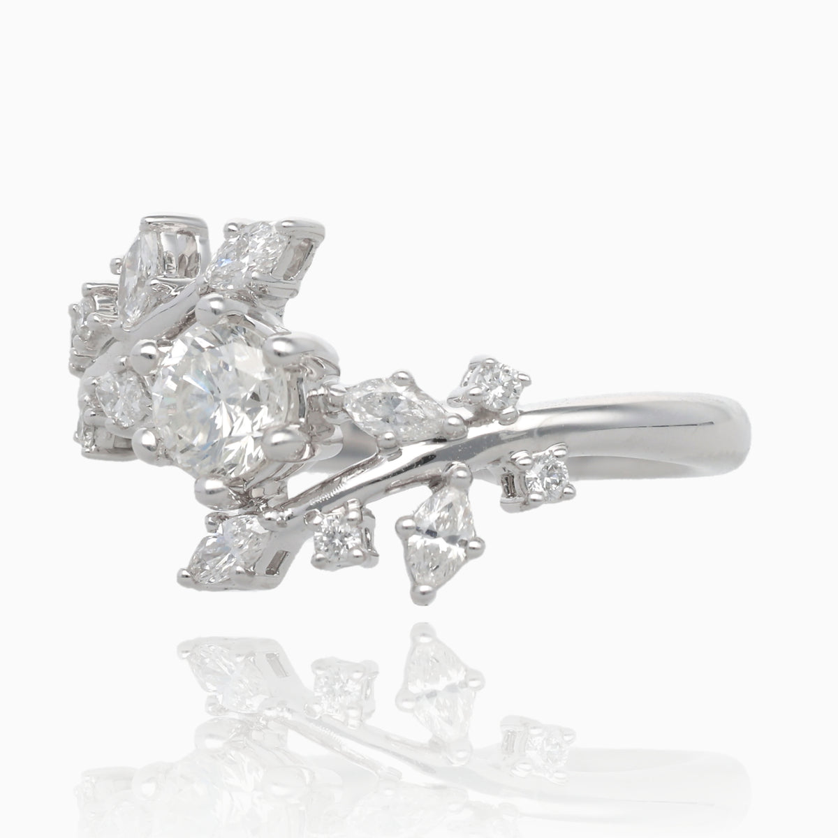 .79TDW .46ctr Frosted Frond Diamond Engagement Ring