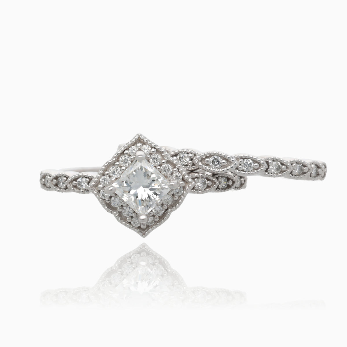 Endless Love Princess Cut Brilliant Halo Set