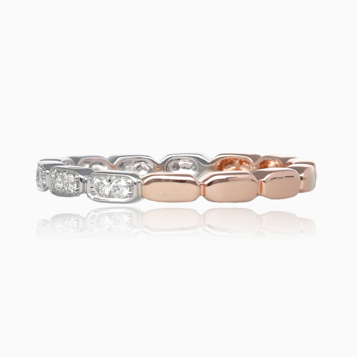 Rose White Gold Two Tone Diamond Stacking Ring, Gondola
