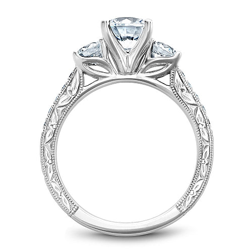 0.63 ct Noam Carver White Gold Three Stone Semi-mount Bridal