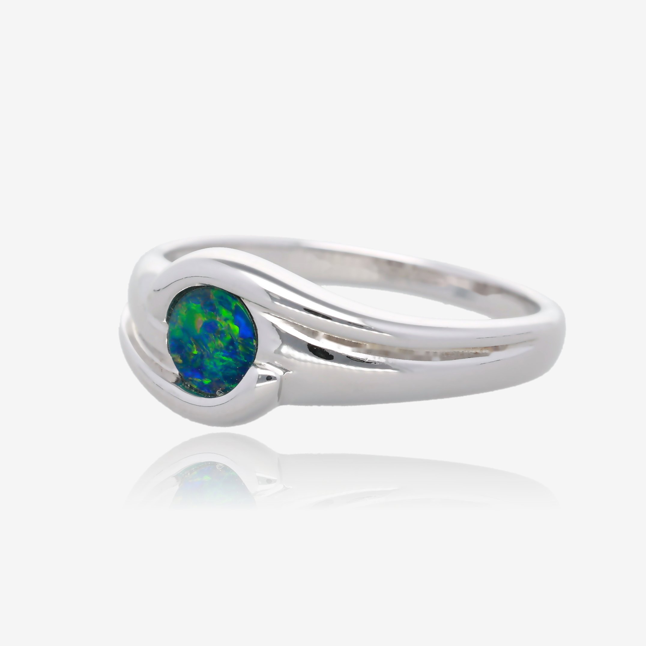 Northern Lights One Of A Kind Freeform Opal Rings in Sterling Silver