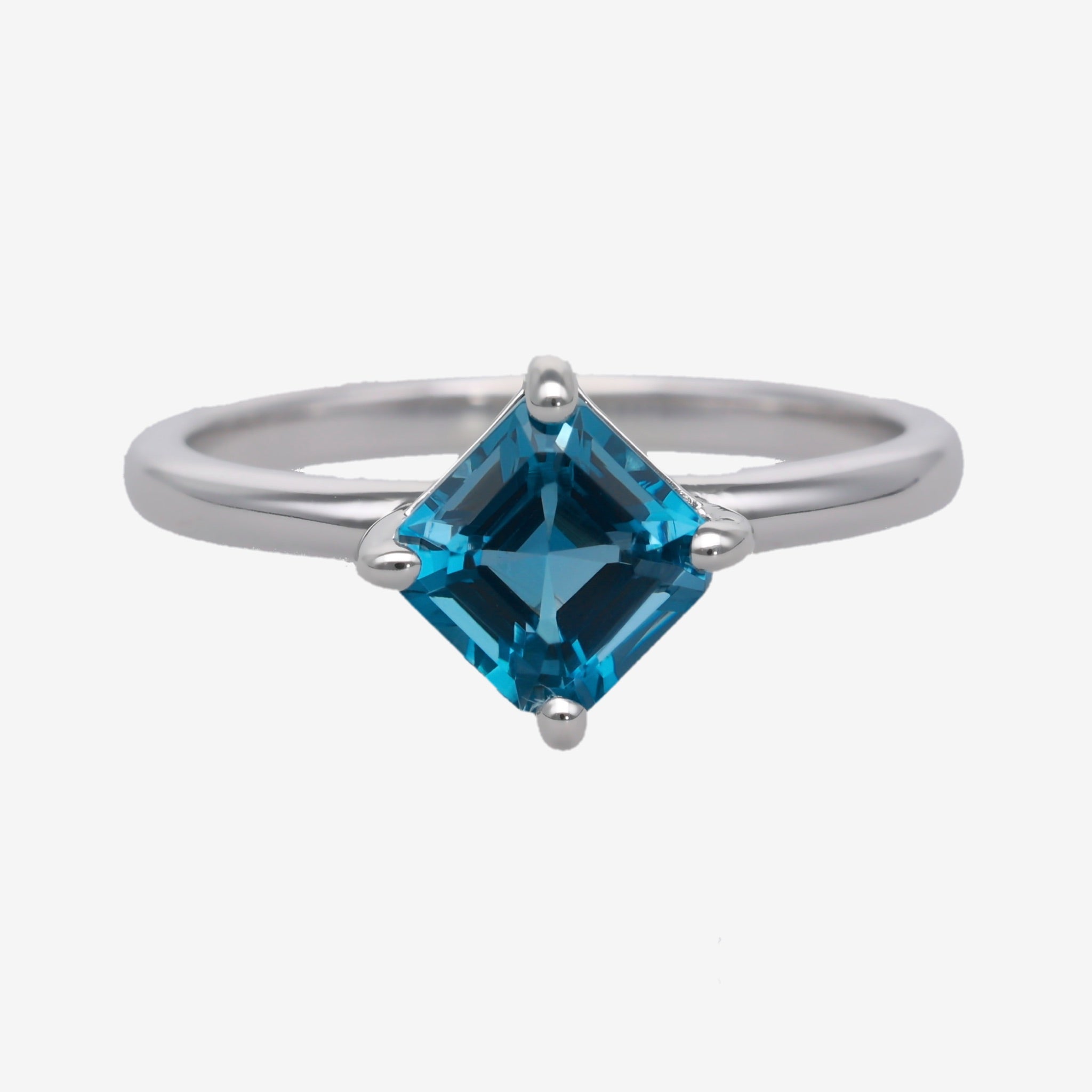London Blue Topaz Asscher Solitaire in Silver