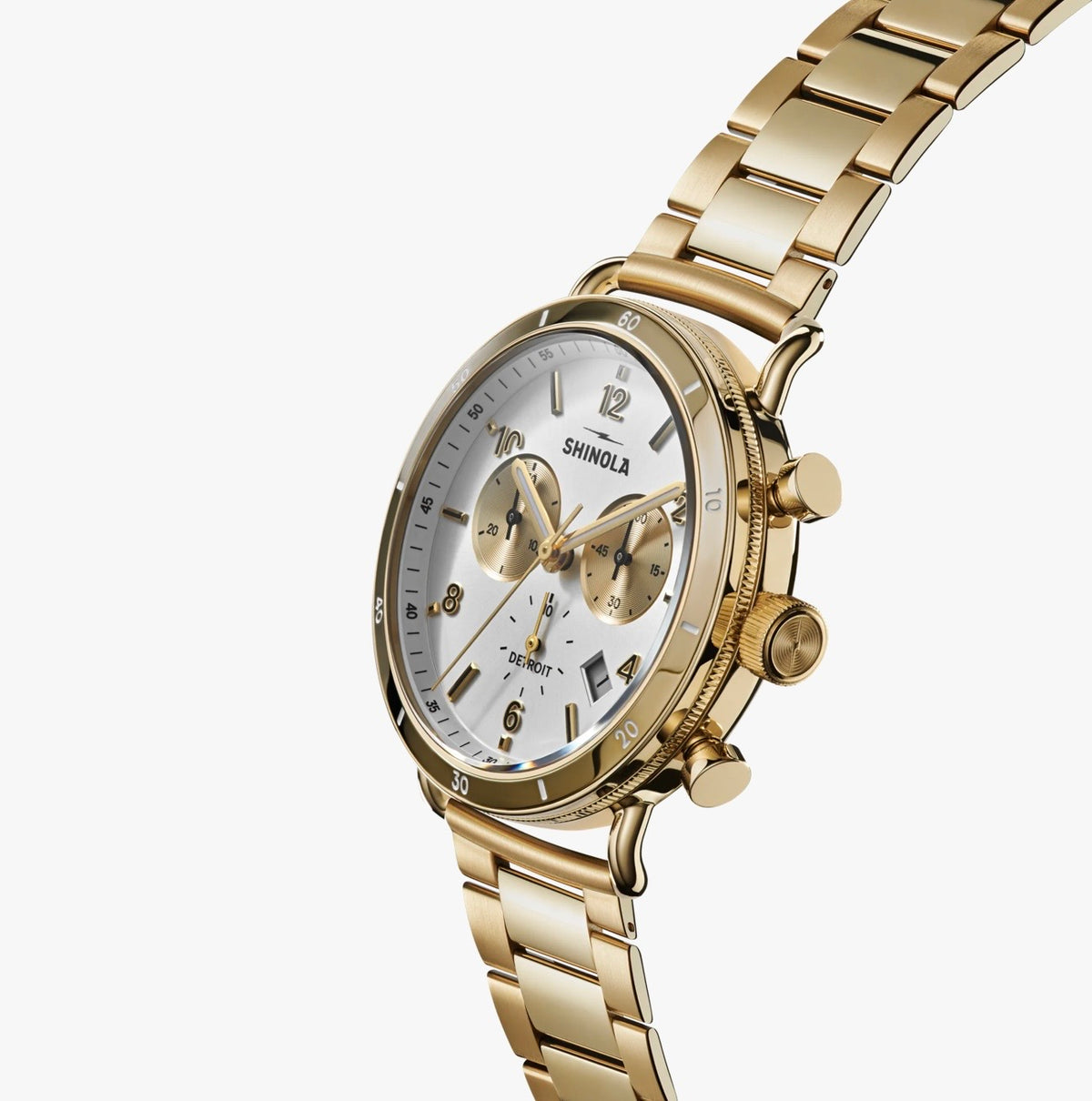 SHINOLA Mens Canfield Sport Chronograph Watch Gold Tone