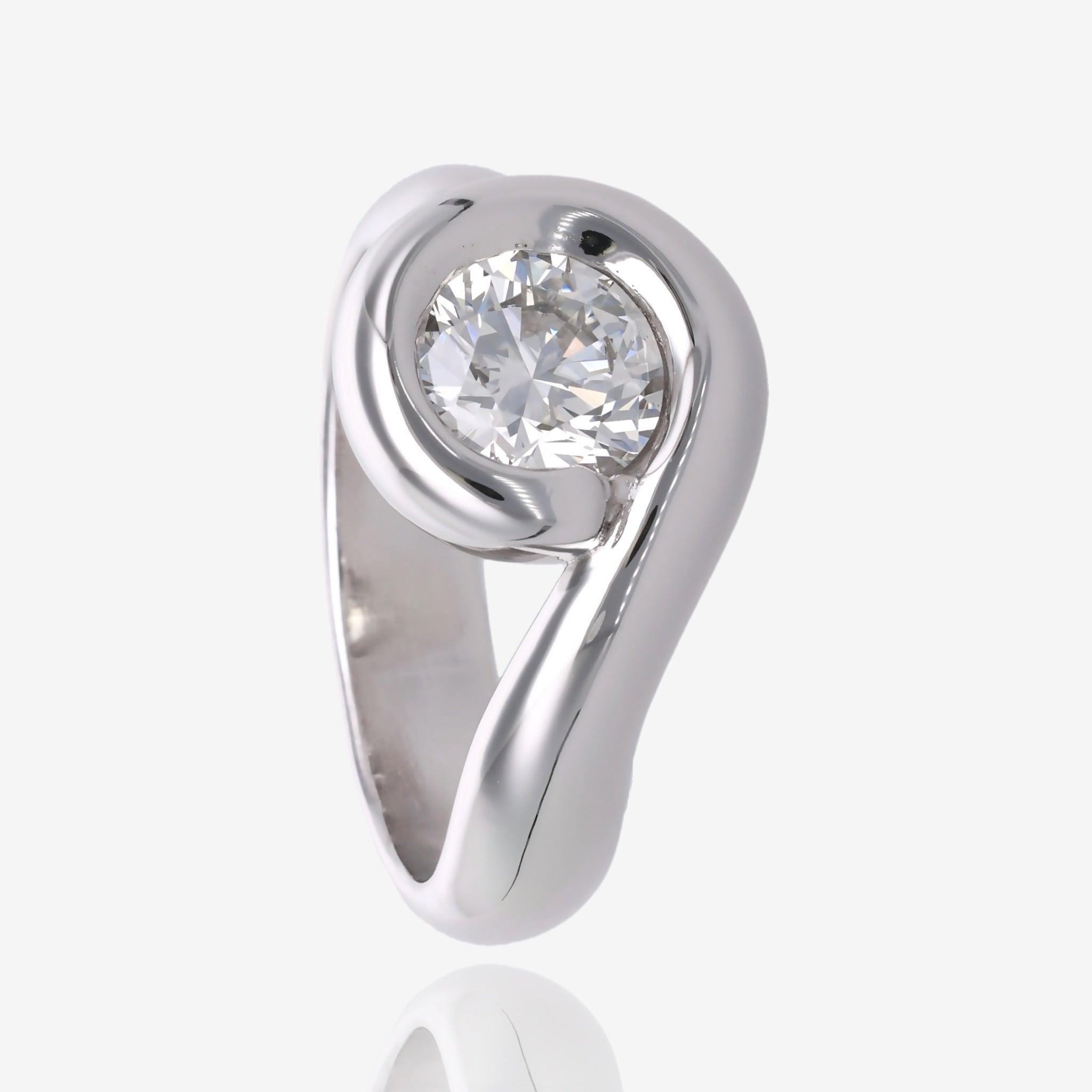 Smooth Sweep Low Profile Diamond Wedding Set