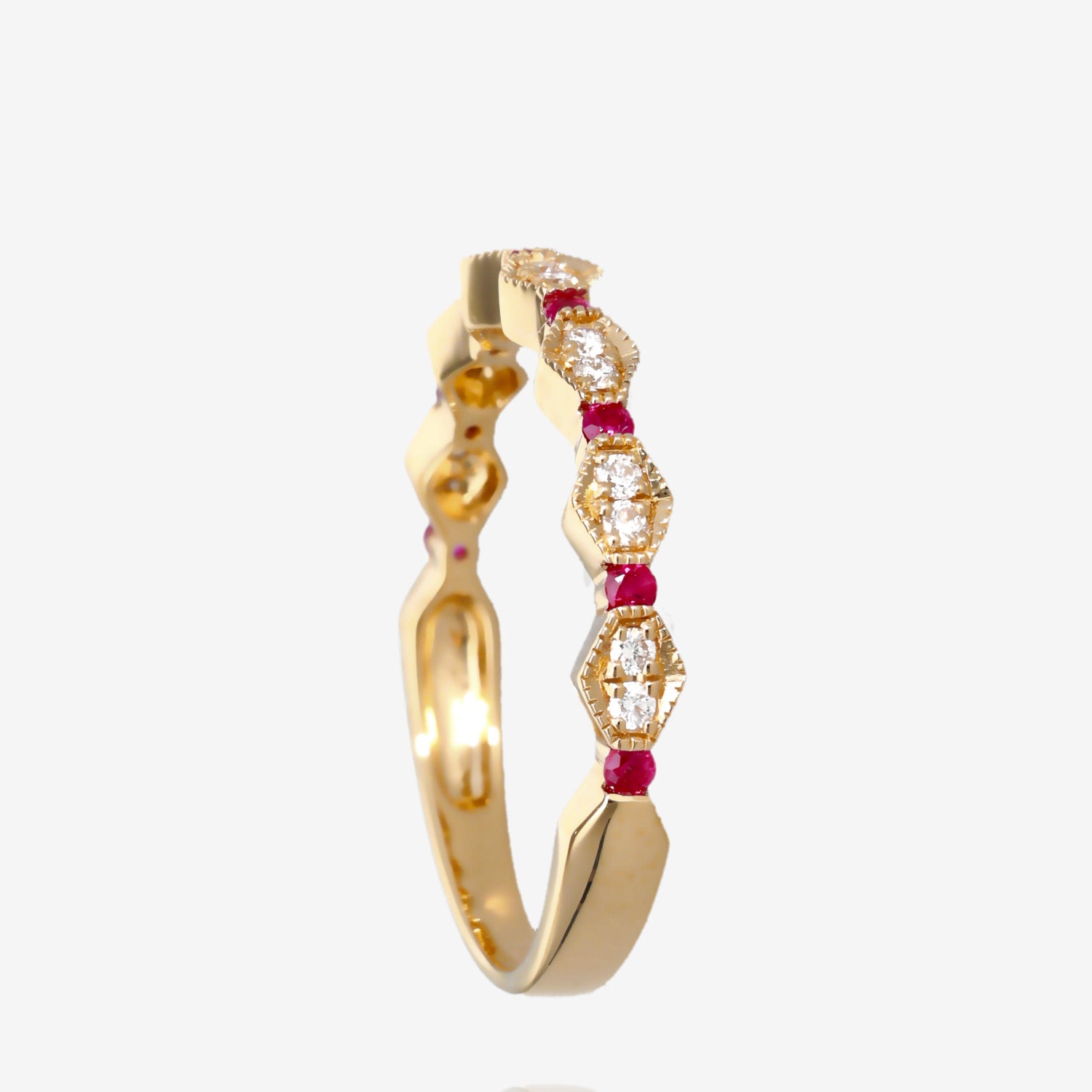 Yellow Gold Ruby and Diamond Accent Ring
