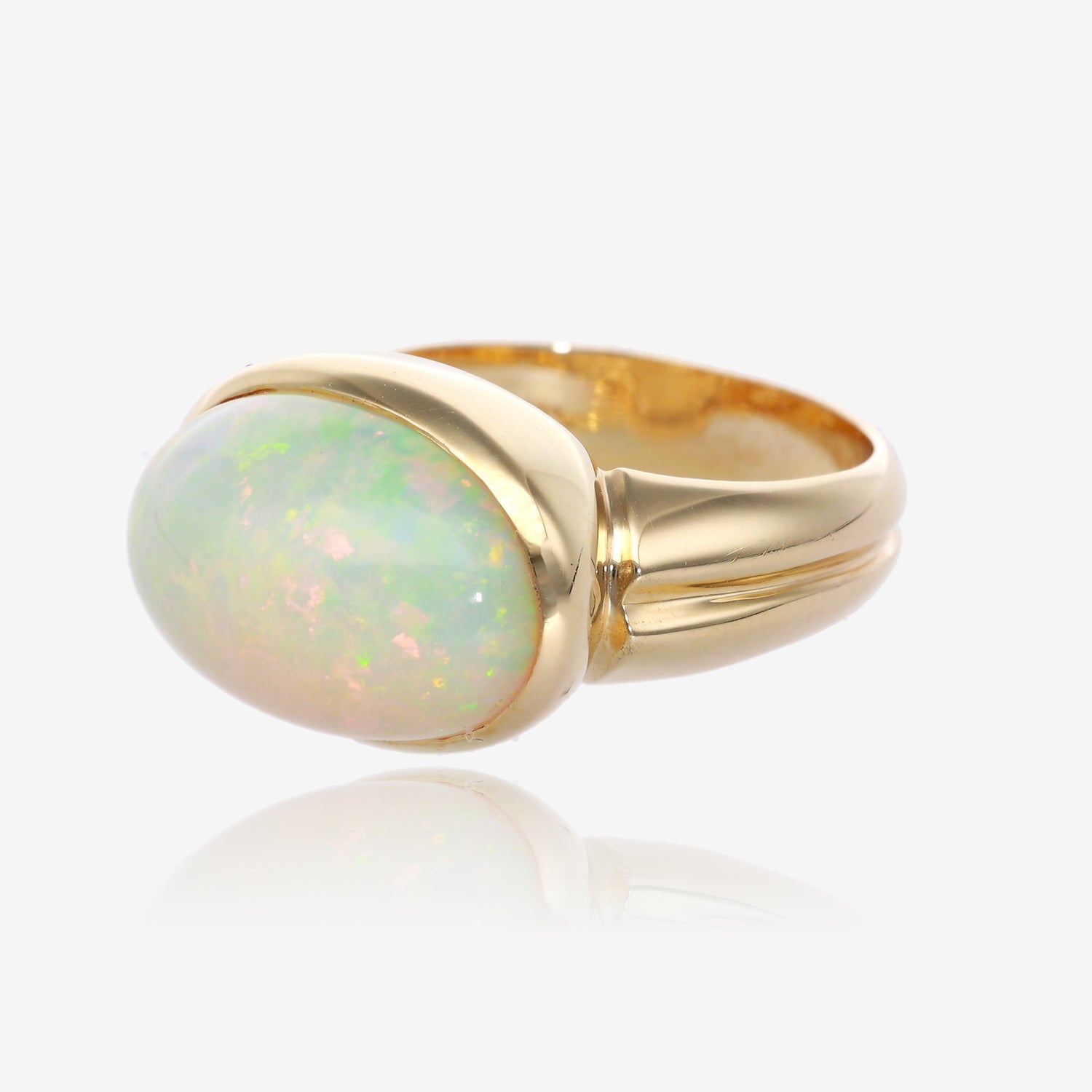 Galaxy Fire: Ethiopian Opal 14K Yellow Gold Cabochon Ring