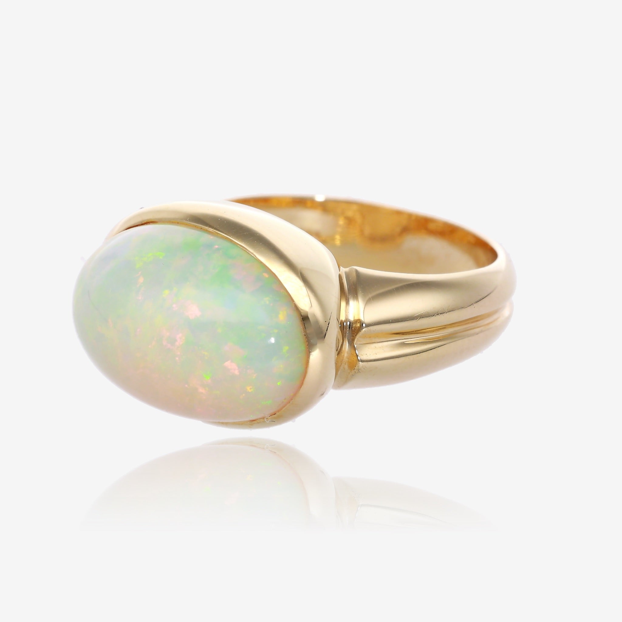 Galaxy Fire: Ethiopian Opal 14K Yellow Gold Cabochon Ring