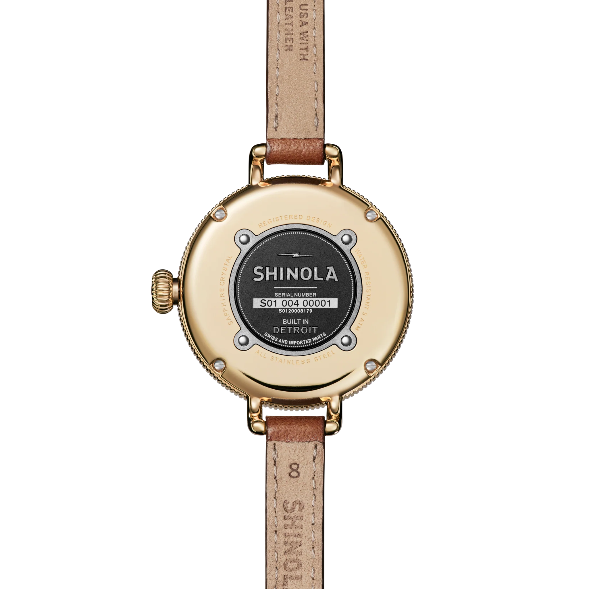 SHINOLA Ladies Birdy Moon Phase Watch Gold Tone