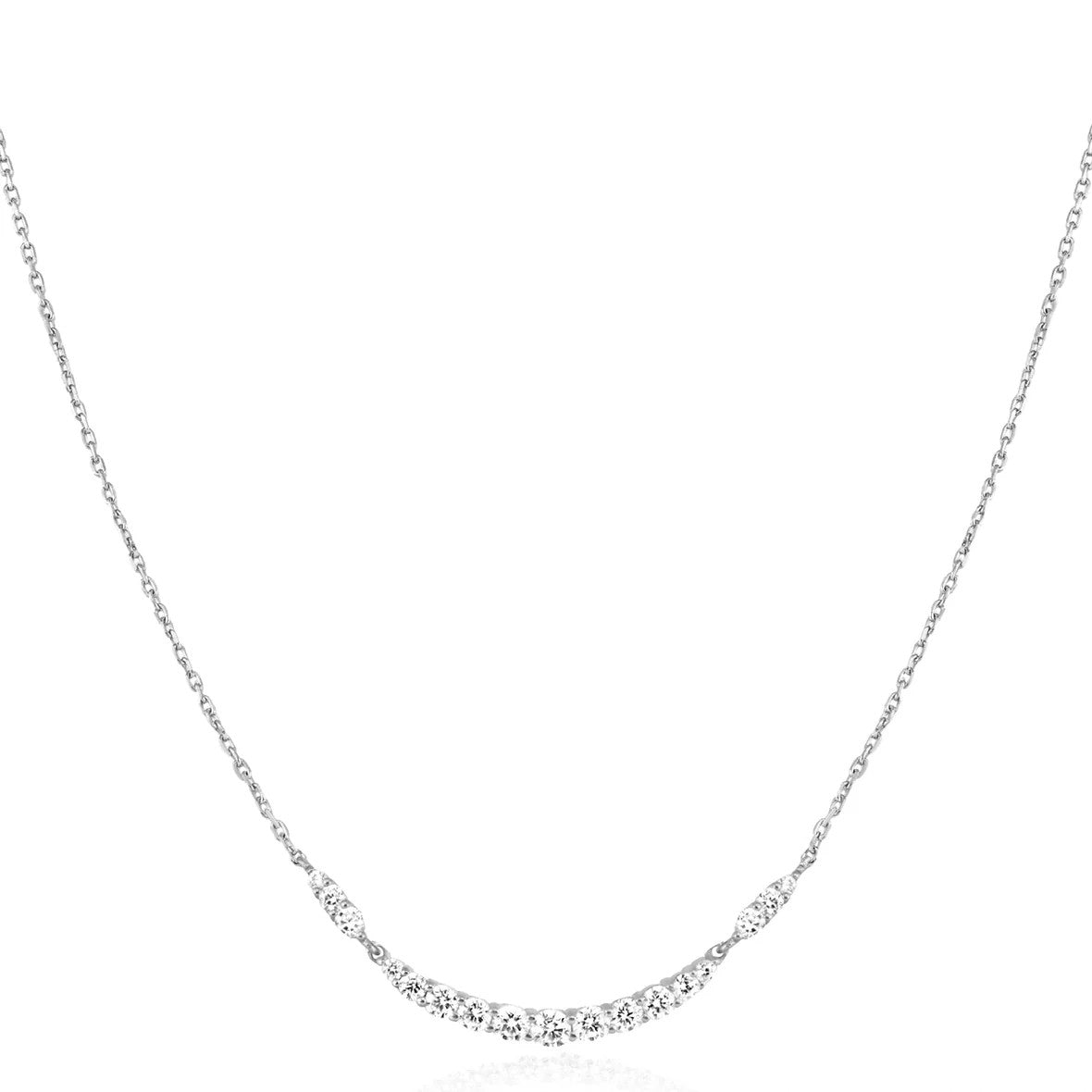 Silver Arc Pavé Necklace