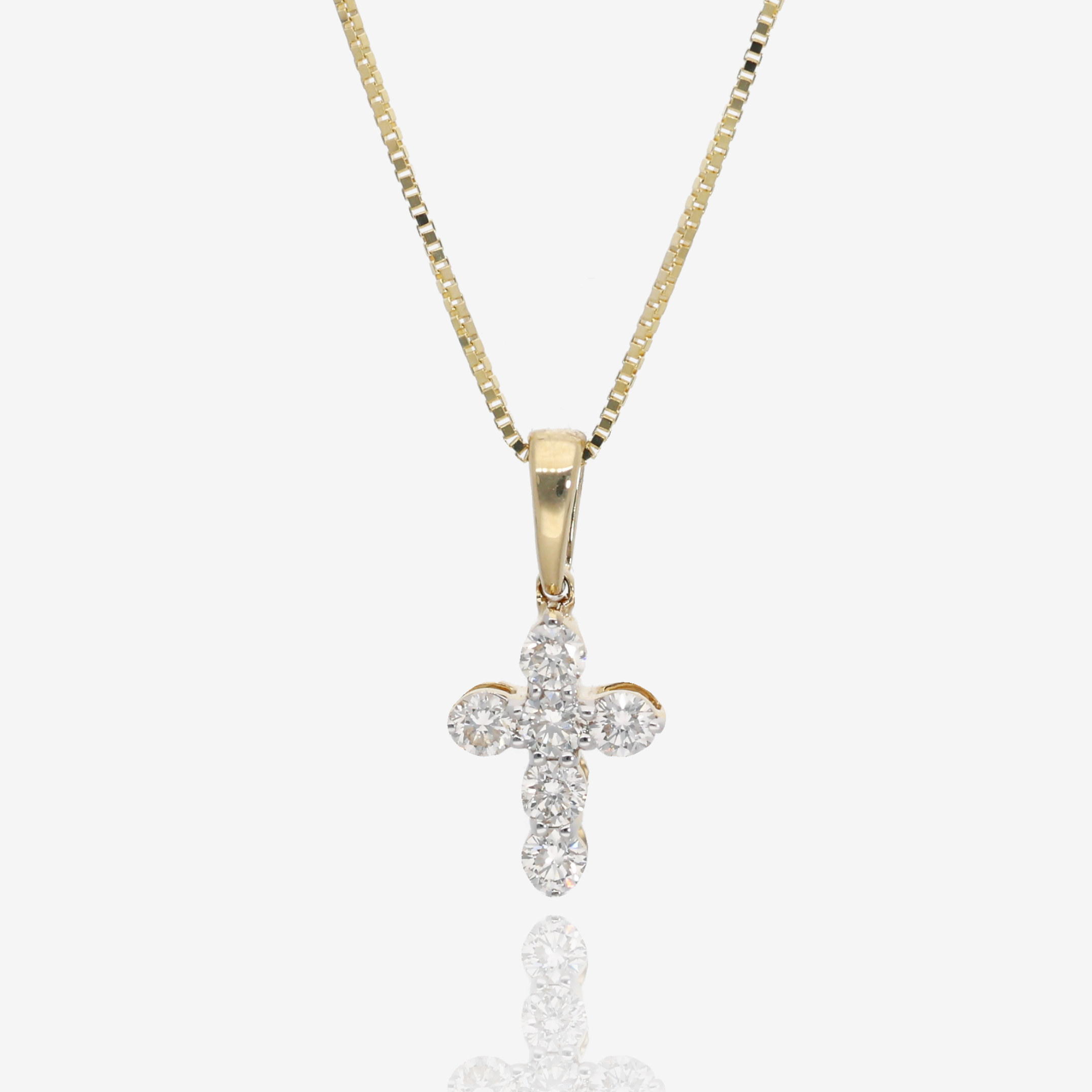 Little Light Diamond Cross Pendant in 14K Yellow Gold