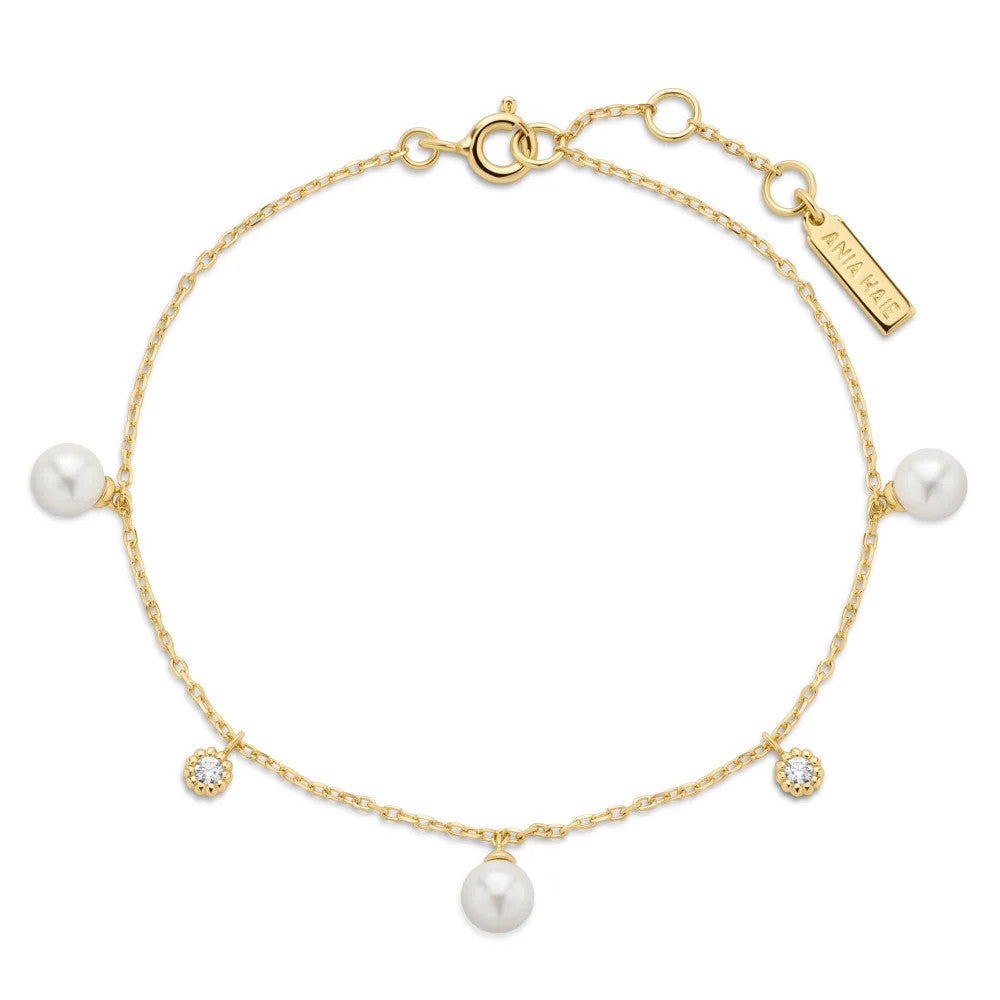 Yellow Shell Pearl & Sparkle Drop Station Bracelet
