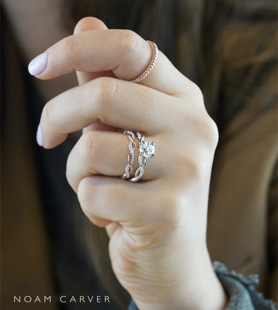 Noam Carver Diamond Accented Cathedral Semi-mount Bridal