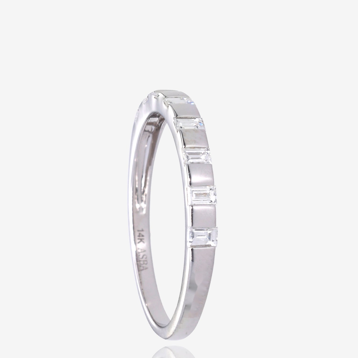 14K White Gold Emerald-Cut Diamond Stackable Band