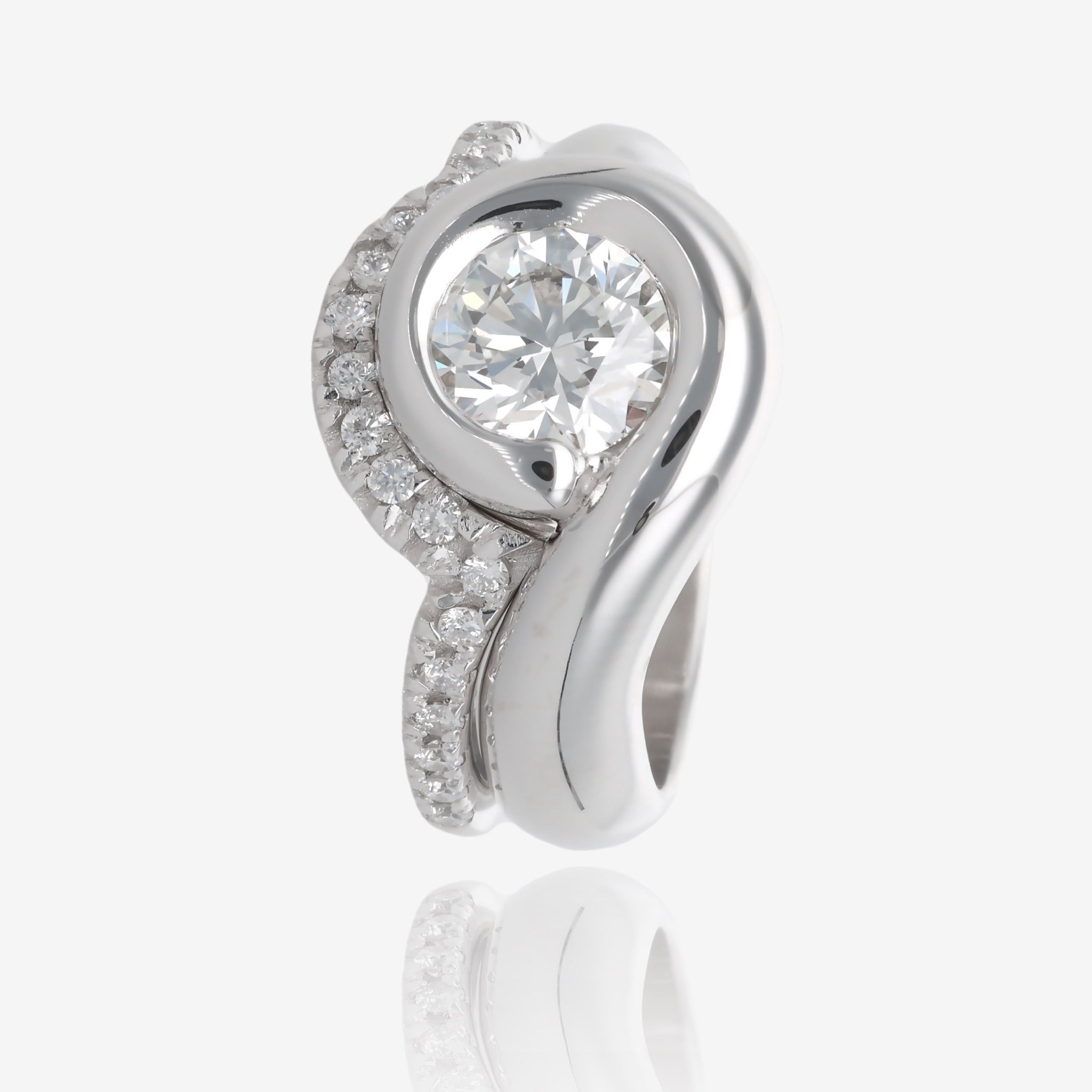 Smooth Sweep Low Profile Diamond Wedding Set