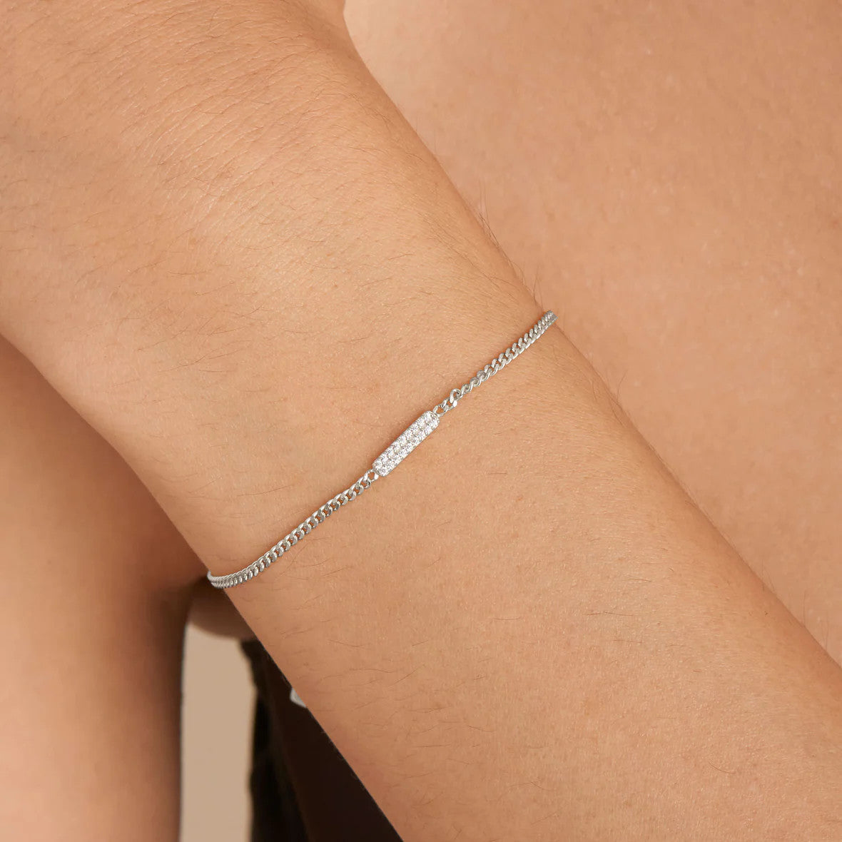 White Glam Bar Bracelet