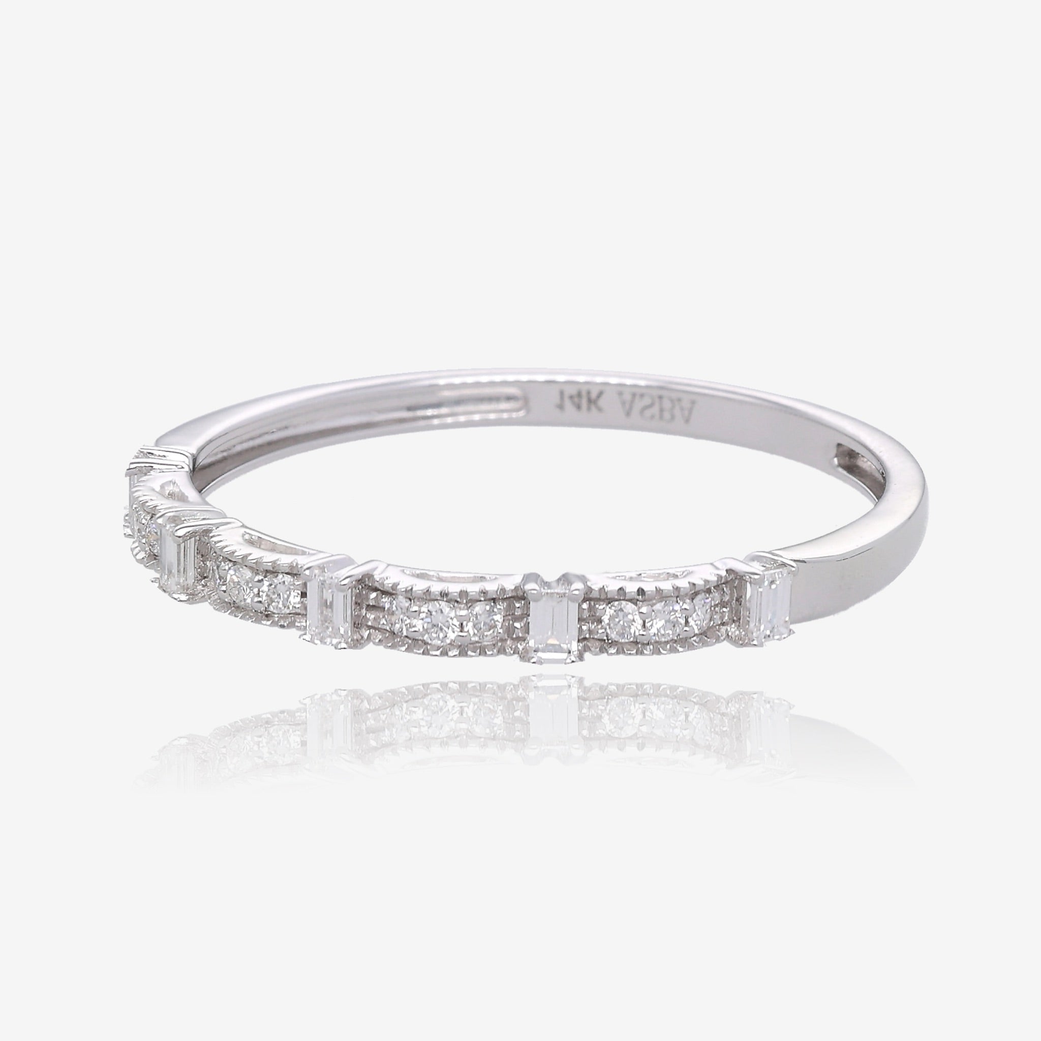 14K White Gold Diamond Shapes Accent Stacking Ring