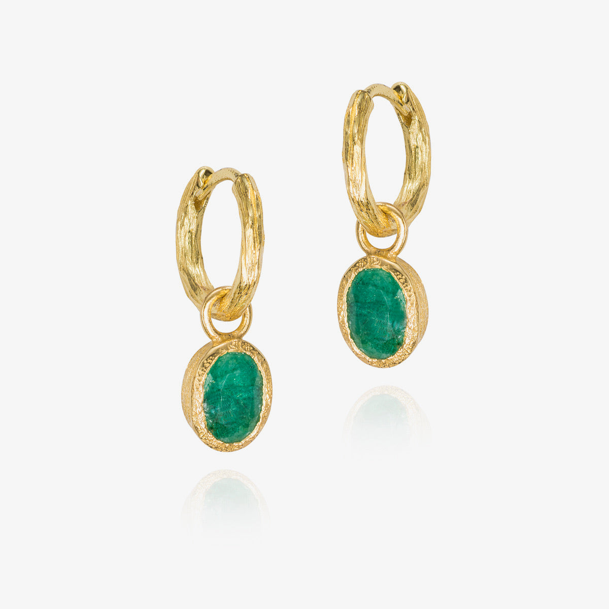 Zen Organic Natural Oval Birthstone Hoop Earrings